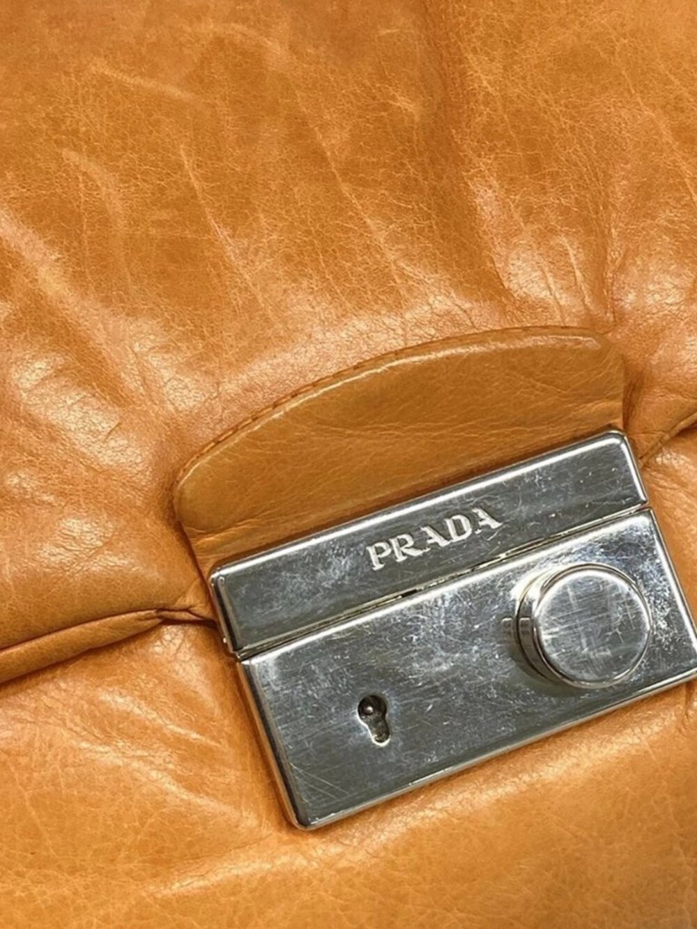 PRADA Nappa Bomber BR5024 Orange Leather Shoulder Bag - Picture 10 of 15